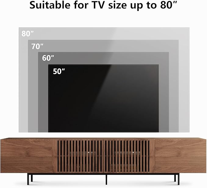 94.48" Mid Century Modern TV Stand for TVs up to 70"-90",Tv Console with 4 Storage Cabinets, Media Furniture for Living Room or Bedroom,Walnut