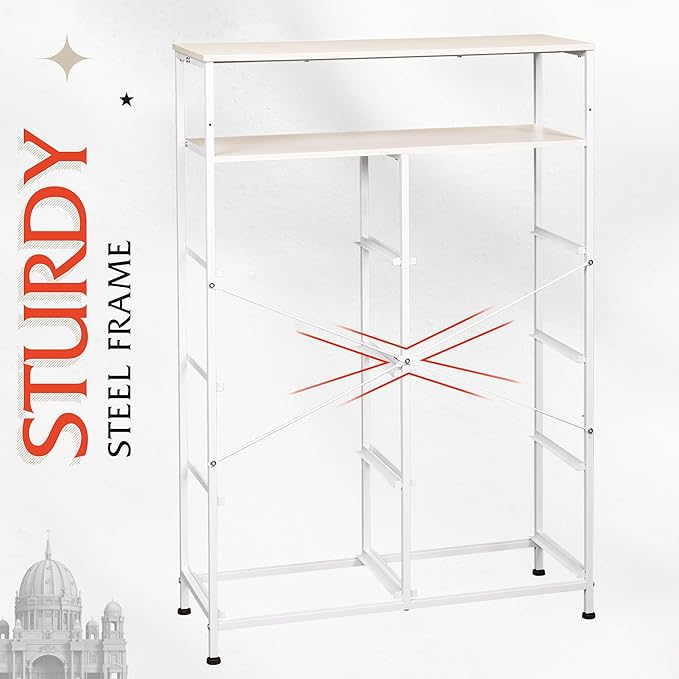 WLIVE Fabric Dresser for Bedroom with Open Shelves, Tall Dresser with 8 Drawers, Storage Tower with Fabric Bins, Chest of Drawers for Closet, Living Room, Hallway, Light Gray