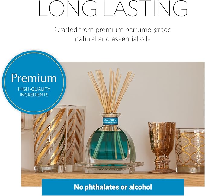 AGRARIA AirEssence Flower and Reed Diffuser Set, Handmade Sola Flower Botanical Home Fragrance Set, Scented Oil Reed Diffuser Gift for All Occasions