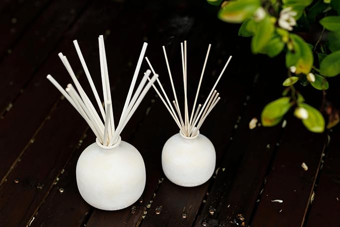 BLUEME Focus-Eucalyptus & Lime, 16.91 Fl Oz Wellness Diffuser, Contains Essential Oil, Sustainable, Hand Finished, Premium, Luxury Ceramic, Natural Rattan Reeds