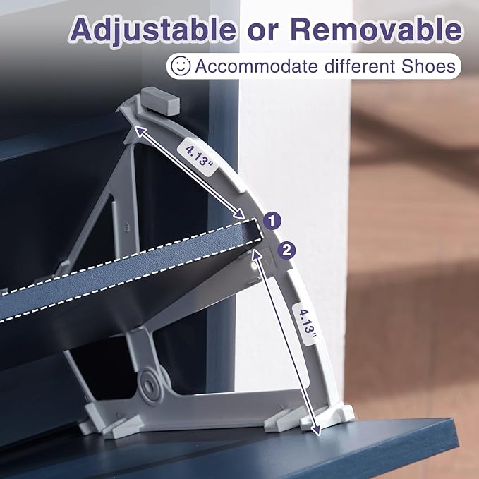 Okvnbjk Fluted Narrow Shoe Cabinet with 2 Flip Drawers, Hidden Shoe Storage Cabinet with Open Storage & Curved Profile Design, Wood Shoes Rack for Entryway, Hallway, Navy Blue