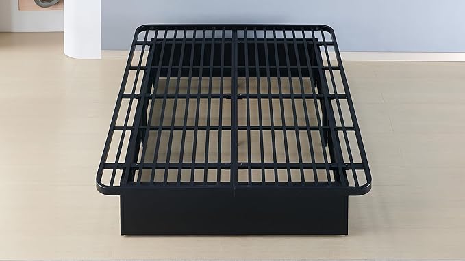 Modern Style Heavy Duty Queen Size Platform Bed Frame Made with Metal and 16 Inch Height in Black