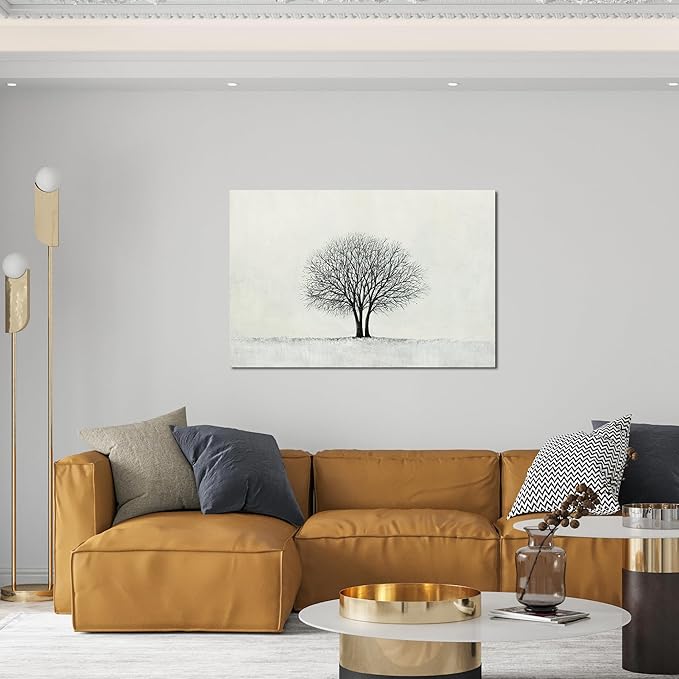 Canvas Wall Art Decor Wall Pictures for Living Room Canvas Art Wall Decor Large Black and White Wall Art Decorations Minimalist Tree Wall Art Prints Artwork for Walls Home Office Wall Art Decor 24" x 36"