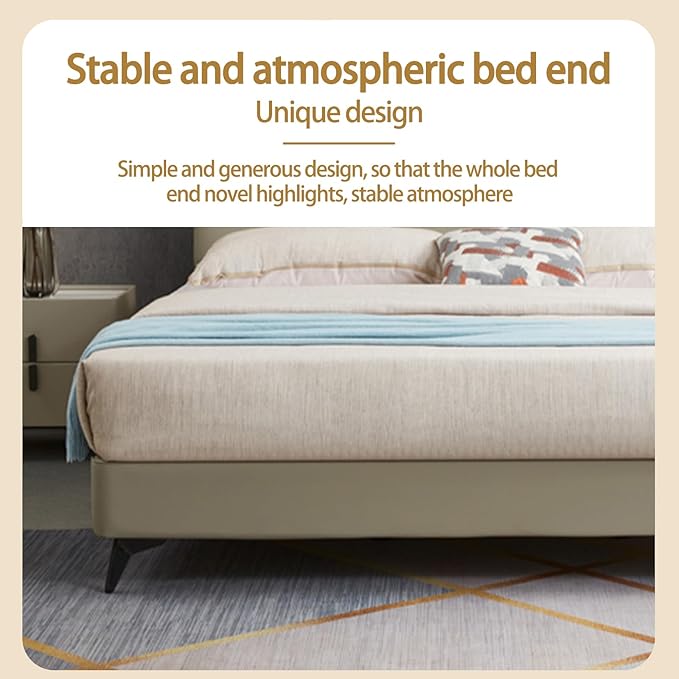 Luxury Upholstered Leather Bed Frame Modern Tufted Headboard with Quiet Slatted Base - Premium Bedroom Furniture, Easy Assembly, Elegant Comfort (King)
