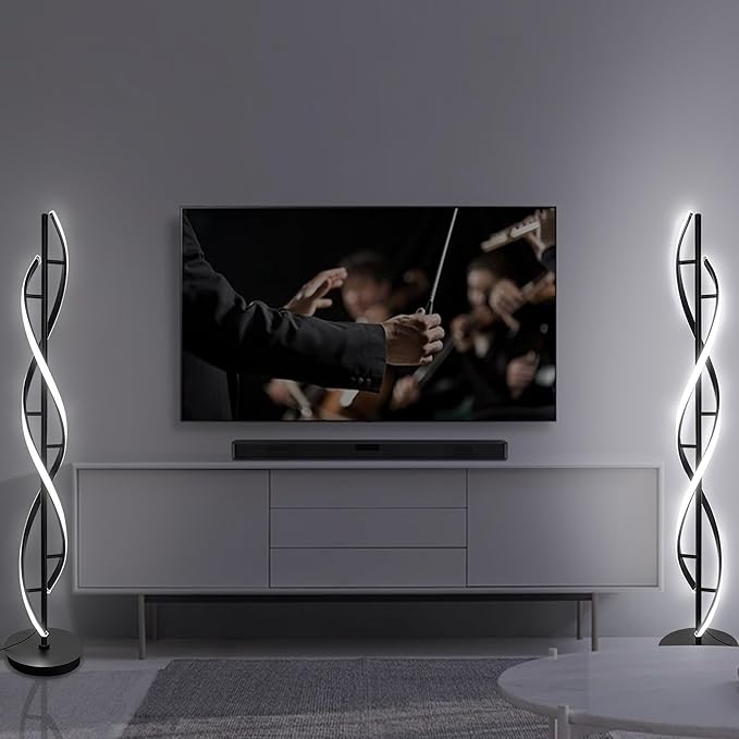 53" Spiral Floor Lamps for Living Room,36W Modern LED Floor Lamp with Remote Control, Dimmable Color Temperature and Brightness,Bright Standing Lamp for Living Rooms