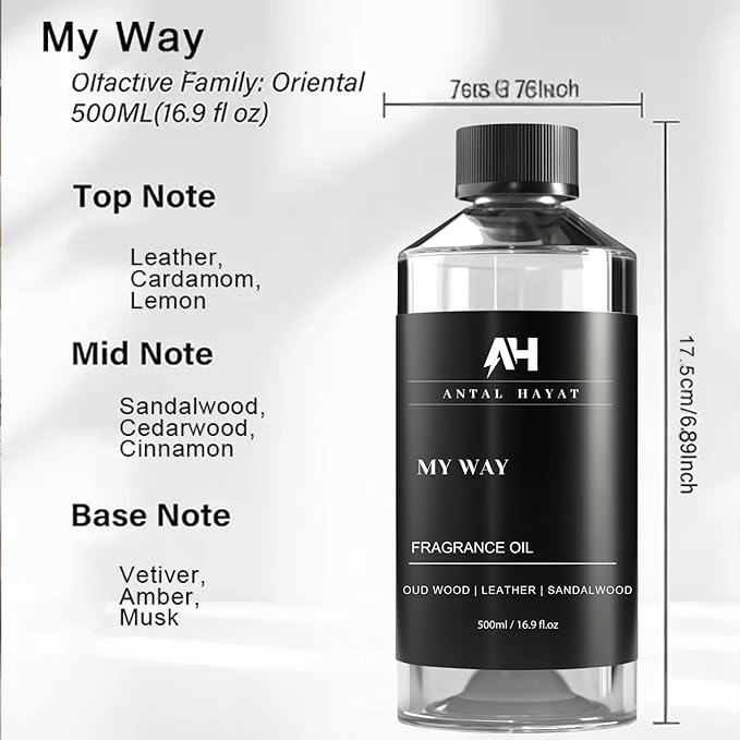 My Way 500mL Essential Oil Scent - Luxury Hotel Inspired Aromatherapy Scent Diffuser Oil - Lush Sandalwood, Warm Virginia Cedar, & Beautiful Iris - Inspired by One Hotel Miami Beach