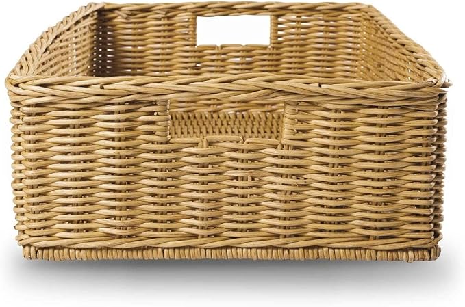 The Basket Lady Under The Bed/Basic Wicker Storage Basket, Extra Large, 25 in L x 19.5 in W x 8 in H, Sandstone