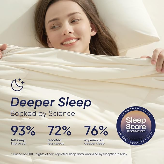 Dream Valley Outlast® Twin XL Cooling Comforter, NASA-Grade Instant Cooling Blanket for Hot Sleepers, Luxurious Comforter for All Season, Ivory, 68"x90"