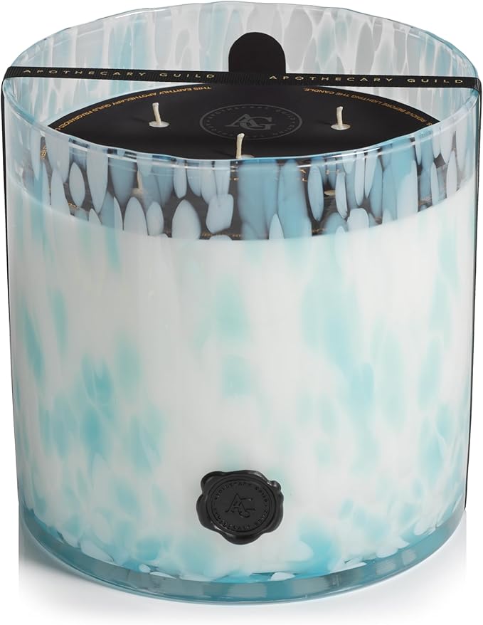 Zodax Apothecary Guild Apothecary Guild Opal Glass Five-Wick Candle Jar 8 in x8 in 250 Hours Burn Time Aqua Blue Sunset Beach