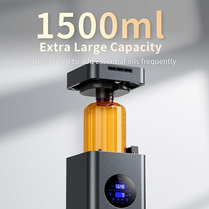 1500ml Scent Air Machine for Home, 4000 sq. ft Coverage Waterless Diffuser Essential Oil Diffuser Hotel Scent Diffuser Cold Air Nebulizer for Large Room Hotel Office (Titanium Gray)