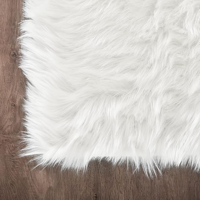 Latepis Runner Rugs for Hallway 2x10 White Faux Fur Rug Sheepskin Rugs for Living Room Washable Fluffy Rug for Bedroom Coushin Rectangle
