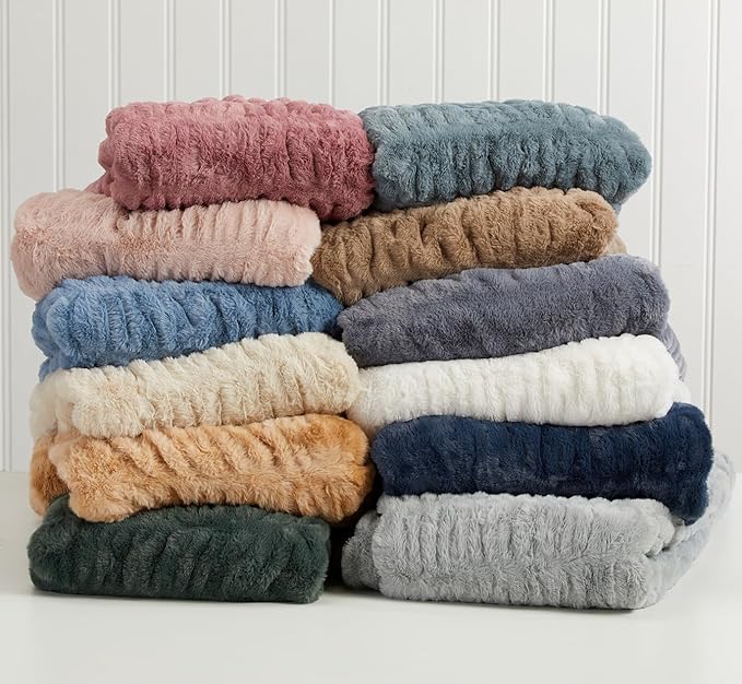 Springtree Home | Luxury Plush Throw Blanket | Beige Throw Blanket | The Perfect Blanket for Couch Year Round | Faux Fur Fluffy Fleece Blanket | Lily Collection - Caramel Swirl