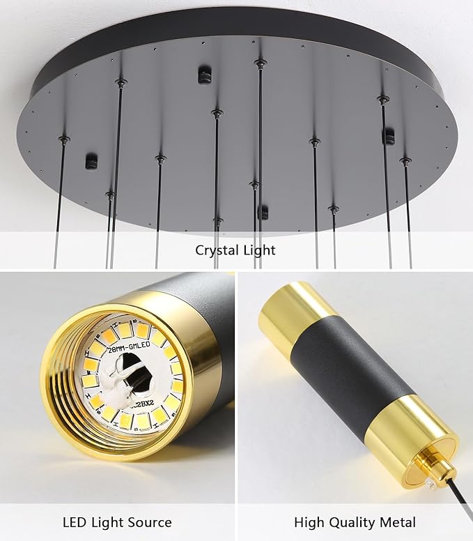 157inch 20-Lights Modern Chandeliers for Living Room LED Dimmbale Light Fixture Entryway High Ceiling Light Pendants Lighting for Dining Room Hallway Staircase with Remote Dimming Chandelier