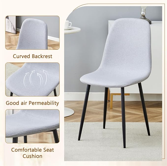 Faux Marble Dining Table Set for 6 (79 Inches Oversized Dining Room Table Set) (3.5'' Thick TOP) ('H' Sturdy Base) Kitchen Table and Ergonomic Dining Chair 6 for Dining Room Living Room, Black