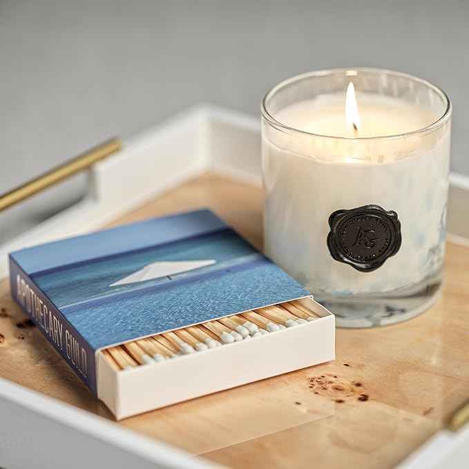 Zodax Apothecary Guild Opal Glass Jar Scented Candle for Home Decor - Single-Wick Candle Ideal for The Home - Gift Box Package Included - Sunset Beach - 11 Oz.