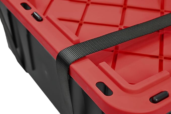 CX BLACK & YELLOW, XTRA TALL 27-Gallon Heavy Duty Tough Storage Container & Snap-Tight Lid, (28.5"L x 19.4"W x 15.2"H), Weather-Resistant Design and Stackable Organization Tote [4 Pack]