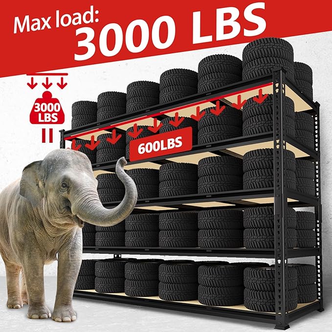 PrimeZone 60" W X 24" D X 72" H Heavy Duty Garage Storage Shelves - Adjustable Metal Shelving Unit, 5 Tier Industrial Shelves for Storage Standing Utility Rack for Warehouse, Basement, Black, 2 Pack