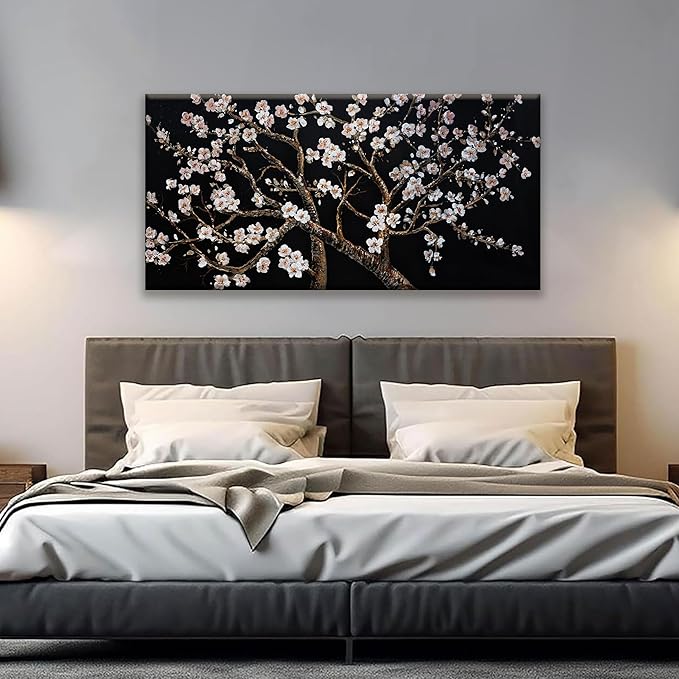 Canvas Wall Art Decor Large Black and White Wall Art Pictures For Living Room Tree of Life Wall Art Prints Canvas Art Wall Decor Flowers Artwork for Walls Bedroom Home Aesthetic Decor 24" x 48"