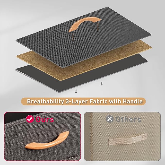 Tall Dresser for Bedroom, Vertical Storage Organizer Tower with 7 Drawers, Chest of Drawers with Fabric Bins, Steel Frame, Wood Top for Bedroom, Closet, Entryway- Grey