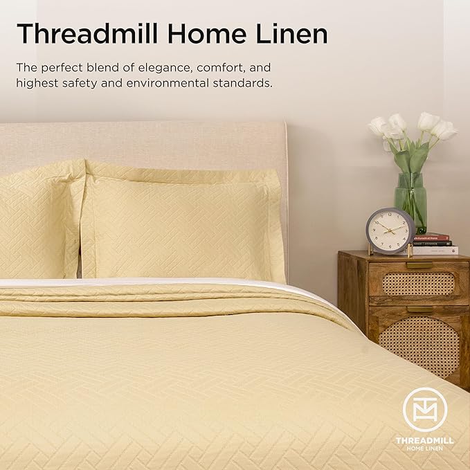 Threadmill Luxury Cotton Blankets for King Size Bed | All-Season Cozy 100% Cotton King Size Blanket |Criss Cross Jacquard Soft & Lightweight Coverlet fits California King Size Bed 104x92|Vanilla Cream