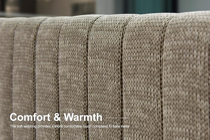 PURPLE LEAF 9 Pieces Outdoor Patio Dining Set Modern Large Weather-Resistant Table and Aluminum Chairs with Olefin Fabric Cushions for Garden Backyard Deck Furniture Beige