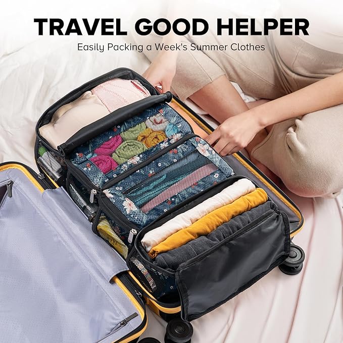 Suitcase Organizer, Travel Luggage Organizer Hanging Shelves Packing Cube Closet/Collapsible Portable Travel Organizer for Carry-on