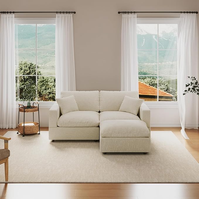 Modular Sectional Sofa Cloud Couch for Living Room, Modern Minimalist Comfy Deep Sofa Couches, Upholstered Couch with Removable & Washable Cushion Covers, Wide Armrest, Filled with Down and Cotton