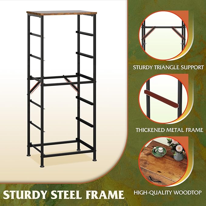 WLIVE Tall Dresser for Bedroom, 6 Drawer Dressers & Chests of Drawers, Fabric Dresser for Closet, Night Stand with Metal Frame, Storage Tower with Fabric Bins, Wood Top, Rustic Brown Wood Grain Print