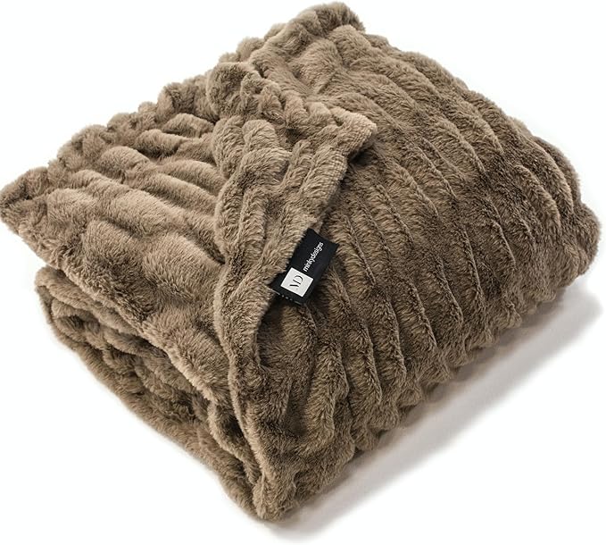 Minky Designs Driftwood Minky Blanket – Ultra Soft Faux Fur Throw Blanket for Couch, Bed & Home – Fluffy, Warm & Luxurious – Chic Collection (Small, 30x36)