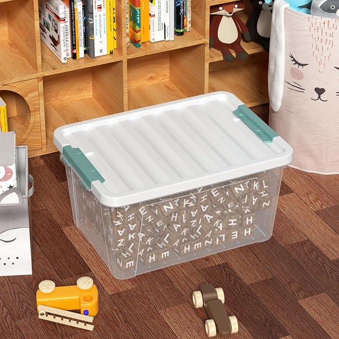 Readsky 36 Quart Plastic Clear Storage Bins with Lids, Large Latch Boxes, 4-Pack