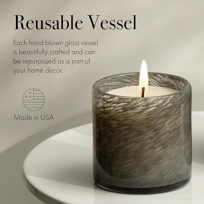 LAFCO New York Classic Candle, Paradiso Fig - 6.5 oz - 50-Hour Burn Time - Reusable, Hand Blown Glass Vessel - Made in The USA