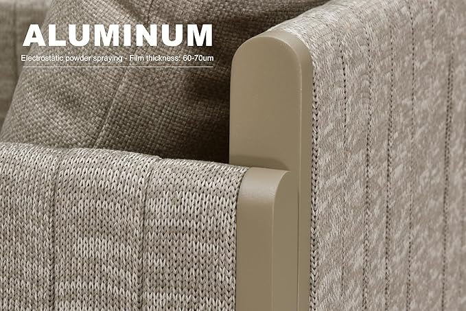 PURPLE LEAF 7 Pieces Patio Dining Furniture Set Modern Outdoor Furniture Set Aluminum Dining Table and Chairs with Olefin Cushions Pillows for Garden Backyard Kitchen Beige