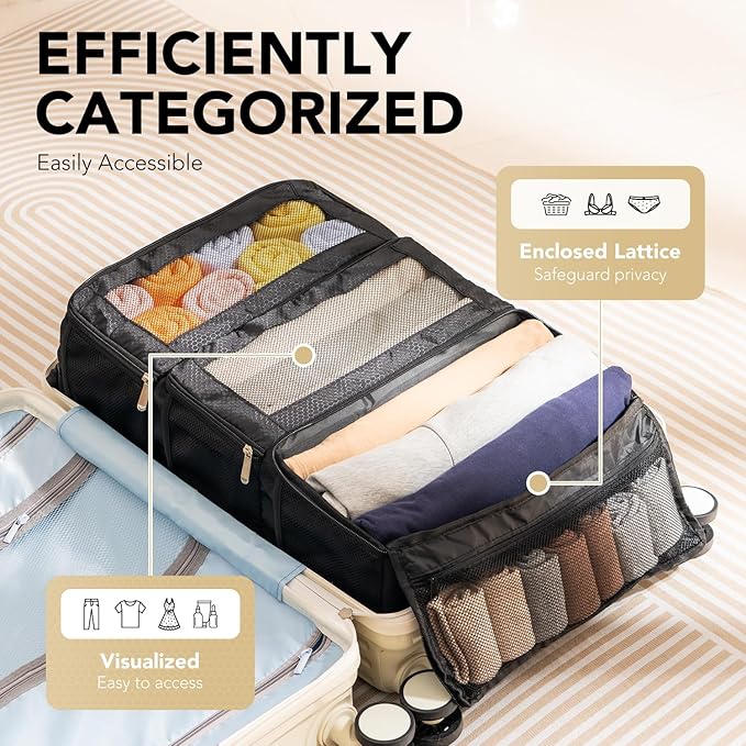 Suitcase Organizer, Travel Luggage Organizer Hanging Shelves Packing Cube Closet/Collapsible Portable Travel Organizer for Carry-on