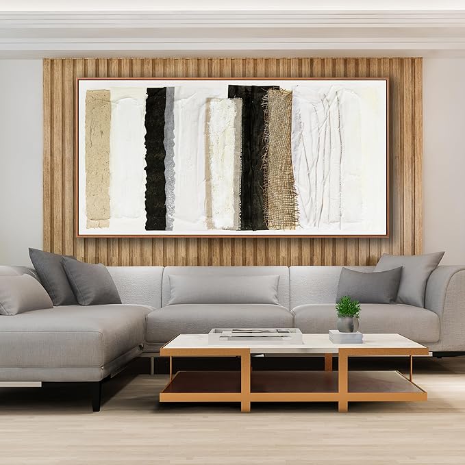 Framed Abstract Canvas Wall Art Decor Home Decor Large Wall Art Prints Wall Decorations Multicolor Overlapping Strips Framed Artwork Parting for Living Room Wall Bedroom Kitchen Office Decor 29"×58"