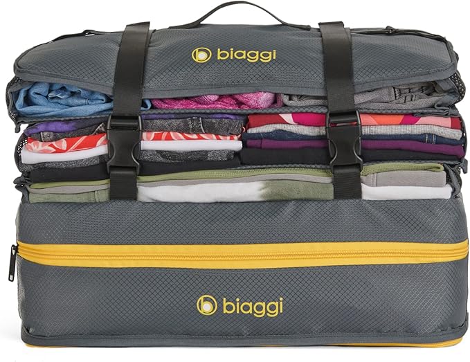 Biaggi Hangmates 3-Tiered ZipCube - Hanging Shelf Cube with Packing Compartments for Travel Organization - Lightweight and Durable - Dimensions 19”x 16” x 11.5” Opened - LARGE