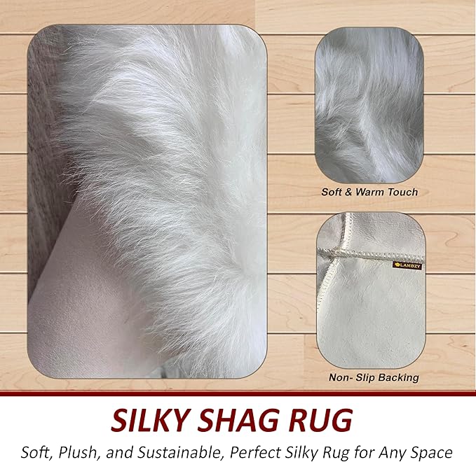 Free Shape Luxury Soft Fluffy Shag Area Rug Octo 8 Pelts 6'x8',180x240 cm - Vegan Fur Ultra Soft Indoor Carpet Nursery Rugs for Bedroom Home Decor, White