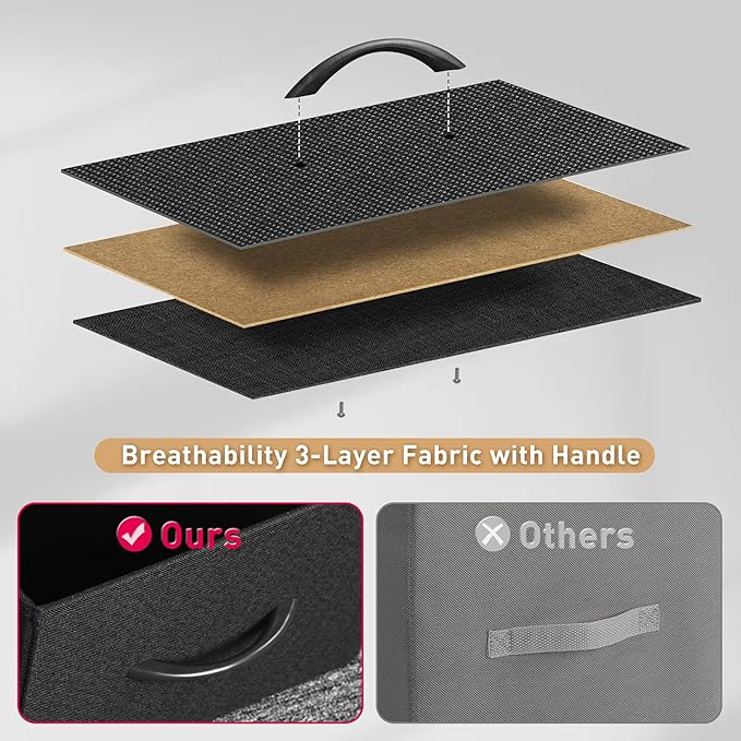 Tall Dresser for Bedroom, Vertical Storage Organizer Tower with 6 Drawers, Chest of Drawers with Fabric Bins, Steel Frame, Wood Top for Bedroom, Closet, Entryway- Black