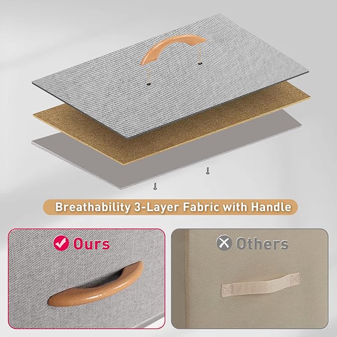 Tall Dresser for Bedroom, Vertical Storage Organizer Tower with 6 Drawers, Chest of Drawers with Fabric Bins, Steel Frame, Wood Top for Bedroom, Closet, Entryway- Light Grey