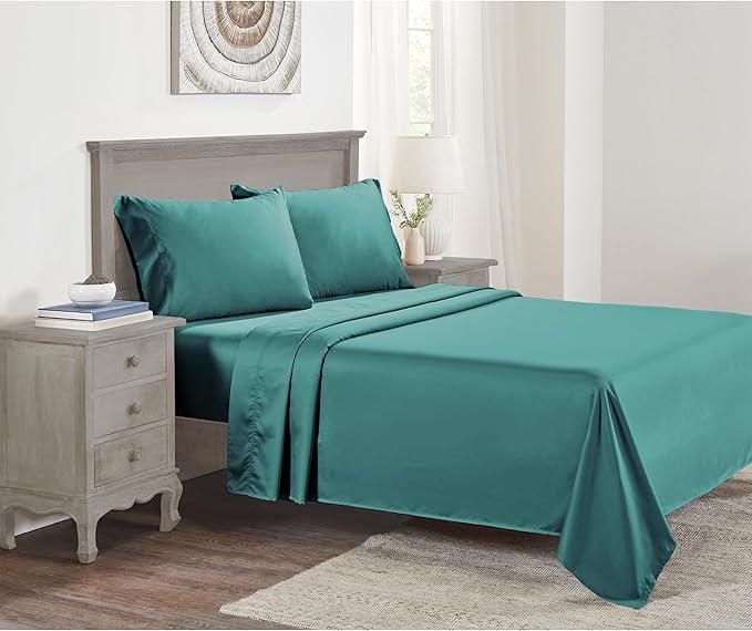 California Design Den Deep Pocket Queen Sheet Set - Luxury 600 Thread Count 100% Cotton Sheets Sateen, Cooling Queen Size Sheets Deep Pocket Set, Hotel-Quality Sheet Set Queen Size Cotton - Teal