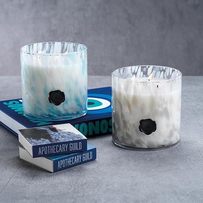 Zodax Apothecary Guild Opal Glass Jar Scented Candle for Home Decor - (#)-Wick Large Candle Ideal for The Home - Makes a Great Gift for Women and Men - Sunset Beach - 50 oz