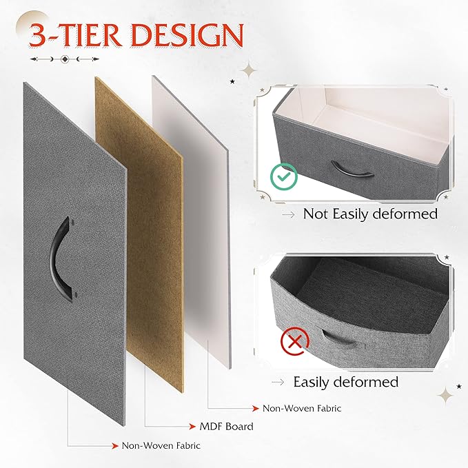 WLIVE Storage Organizer Unit with 13 Fabric Bins, Storage Drawers Organizer with Steel Frame, Tall Storage Tower Organizaton for Living Room, Hallway, Office, Dark Grey