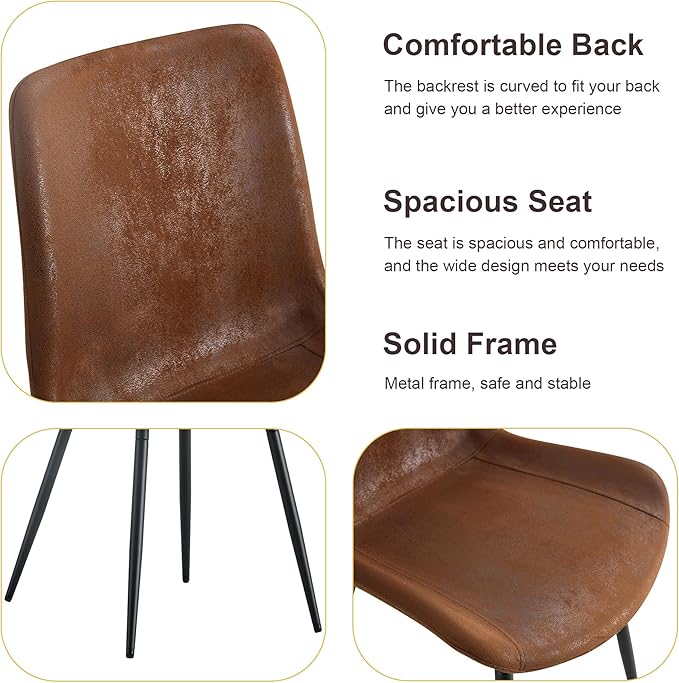 JUFU Dinner Table Set for 4, 67'' Wood Faux Marble Dining Table Set for 4 with PU Upholstered Chairs, Modern Rectangle Dining Table Chairs Set of 4, Ideal for Dining Room, Sturdy and Easy Assembly