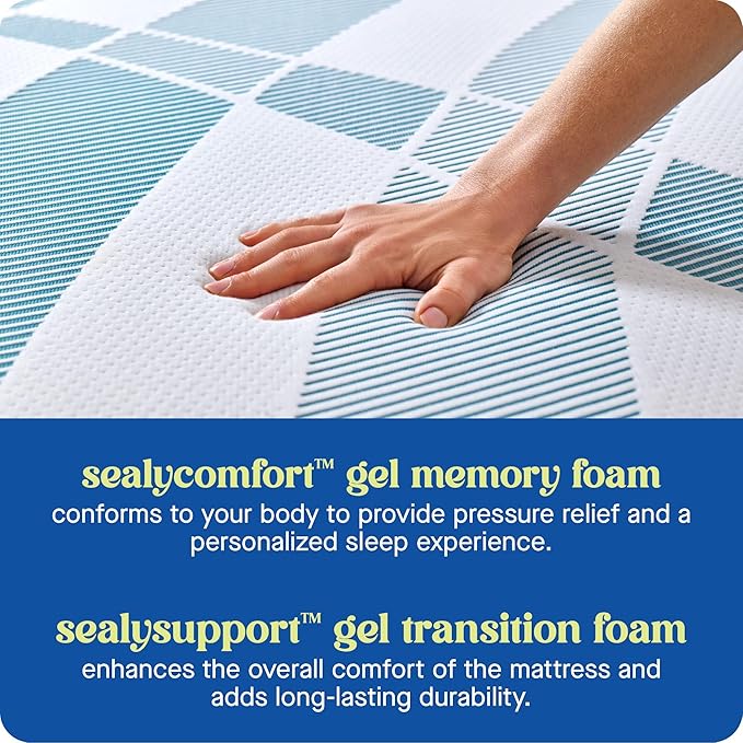 Sealy Dreamlife 10” Foam Mattress-in-a-Box, Twin XL, SealyComfort Gel Memory Foam, Surface-Guard Technology, 10 Year Limited Warranty, Made in The USA