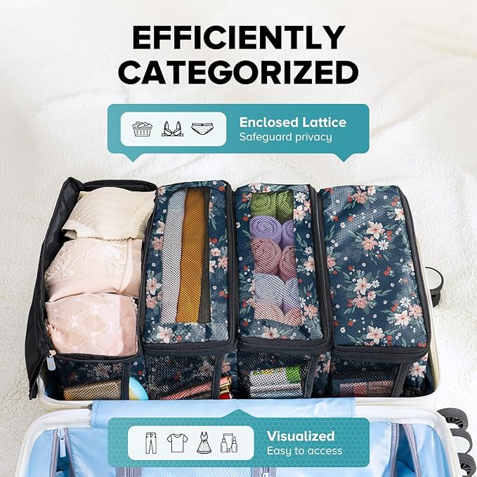 Suitcase Organizer, Travel Luggage Organizer Hanging Shelves Packing Cube Closet/Collapsible Portable Travel Organizer for Carry-on