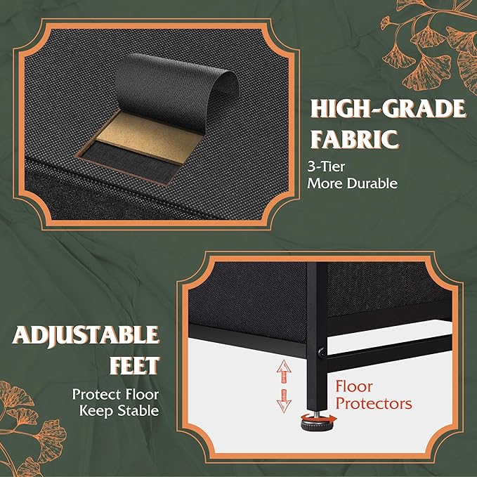 WLIVE 9-Drawer Dresser, Fabric Storage Tower for Bedroom, Hallway, Entryway, Closet, Tall Chest Organizer Unit with Fabric Bins, Steel Frame, Wood Top, Easy Pull Handle, Charcoal Black