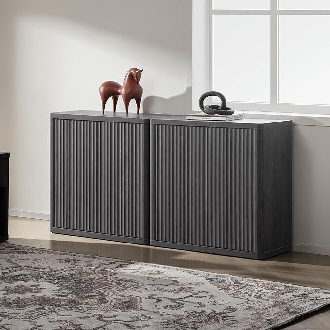 SICOTAS Buffet Cabinet with Storage Sideboard Accent Modern Credenza with Doors & Shelves Fluted 69.2" Tall Media Console Mid Century Coffee Bar Table for Living Room Kitchen Dining Room Hallway