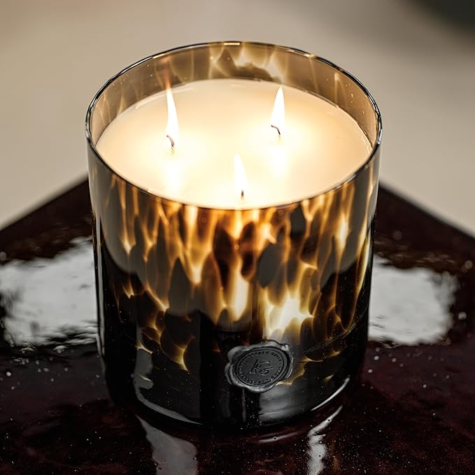 Apothecary Guild Scented Opal Glass Jar Candle- Black Fig Vetiver - 50 oz/3-Wick