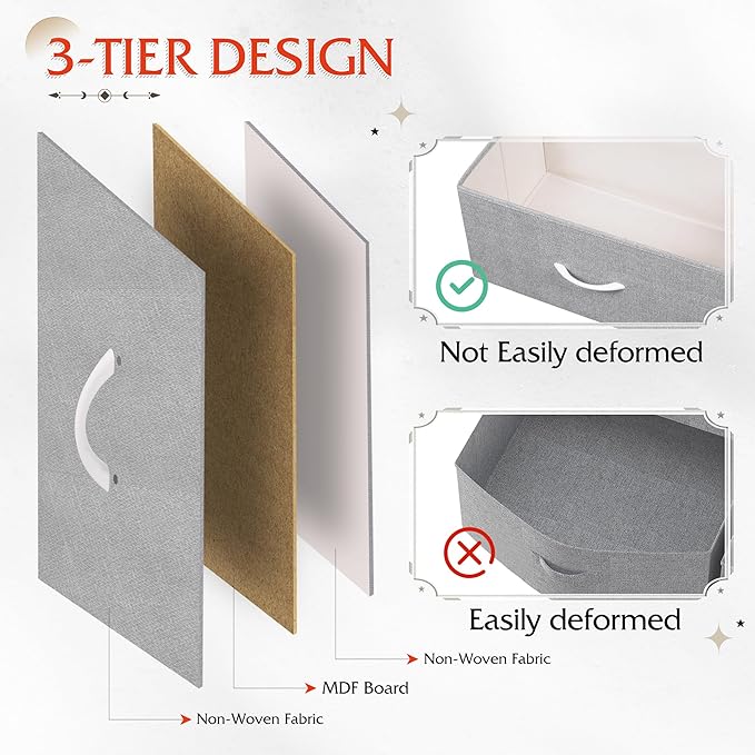 WLIVE Fabric Dresser for Bedroom with Open Shelves, Tall Dresser with 8 Drawers, Storage Tower with Fabric Bins, Chest of Drawers for Closet, Living Room, Hallway, Light Gray