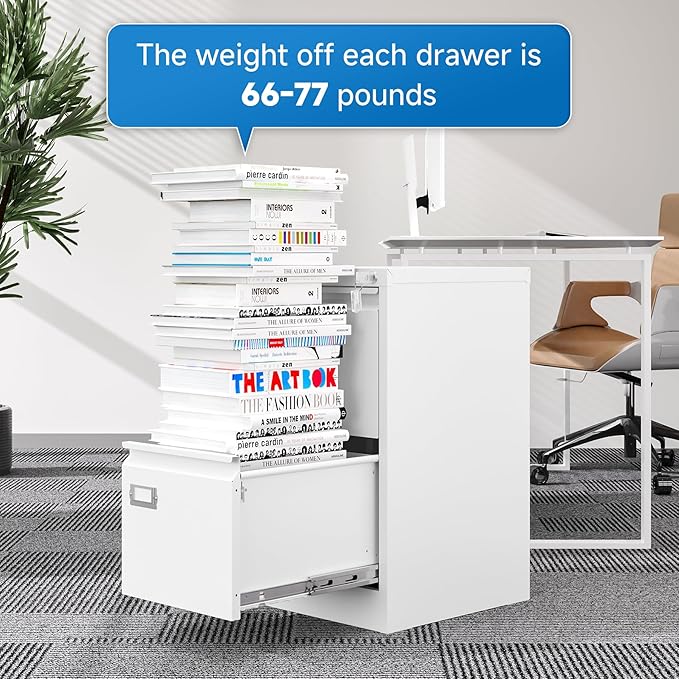 2 Drawer File Cabinet with Lock Metal Vertical Filing Storage Cabinet Office Home Steel Vertical File Cabinets for A4 Legal/Letter Size Narrow File Cabinet Locked,Assembly Required