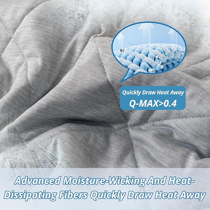 DOWNCOOL Cooling Blanket, Grey Reversible Blanket for Hot Sleeper,Breathable Summer Comforter, Lightweight Soft Q-Max>0.4 Arc-Chill Cool Comforter, 60"X70"